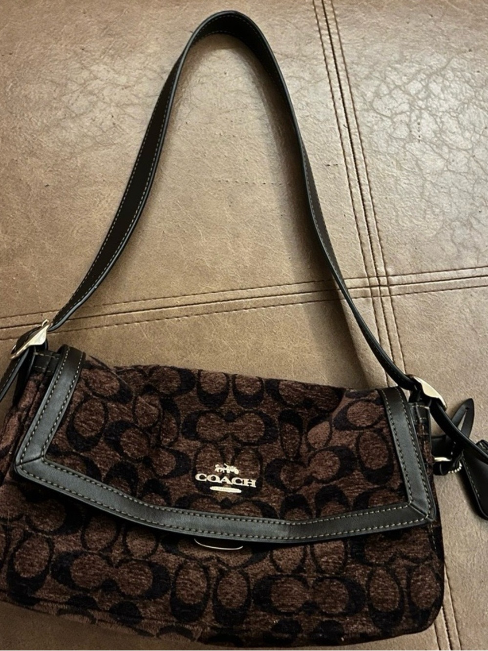 Coach small Etta flap signature chenille